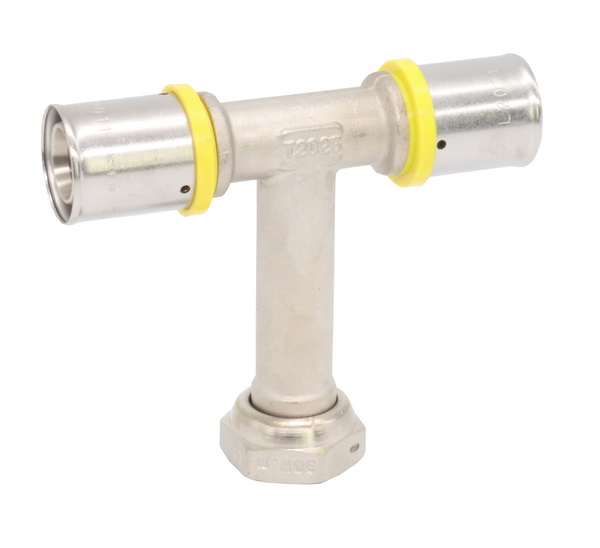 PEX PRESS FITTINGS_Brass Tee with Union For  Equal PEALPE Pipe_Art. TS 109P 2025xGMCx2025